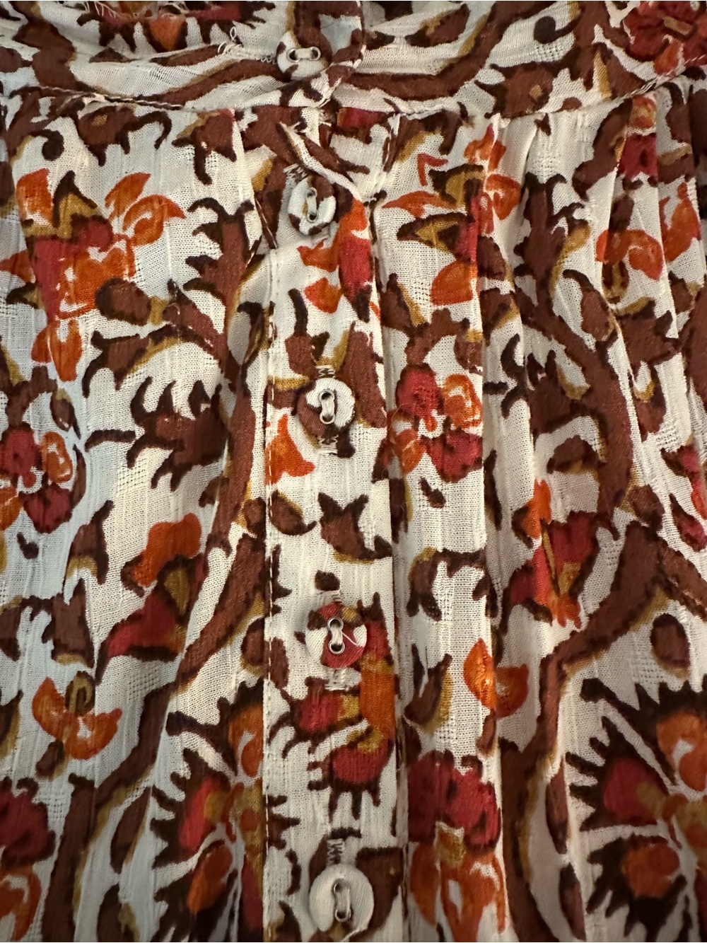 Cynthia Rowland Boho Tiered Floral Maxi Skirt in Cream and Rust Size L - Picture 3 of 4